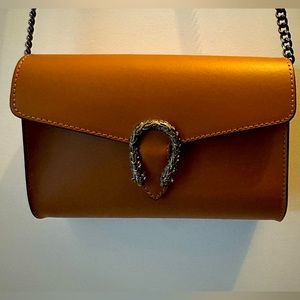 Vera Pelle genuine leather bag made in Italy brown with beautiful metal hardware
